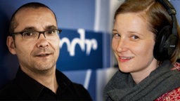 Mike Heerdegen-Simonsen und Kathrin Knabe, MDR INFO, nominiert in der Kategorie "Beste Nachrichtensendung" 2013 © MDR 