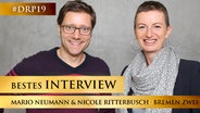 Mario Neumann und Nicole Ritterbusch von Bremen Zwei © Radio Bremen / Martin von Minden Foto: Martin von Minden