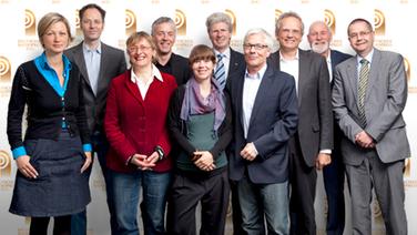 Die Jury des Deutschen Radiopreises 2011(v.li.): Silke Burmester, Dr. Torsten Körner, Dr. Gaby Hartel, Matthias Lührsen, Dr. Susanne Schmetkamp, Manfred Erdenberger, Ralf Mothil, Uwe Frigge, Hans-Peter Stockinger, Günther Lindinger © Cindy Harder 