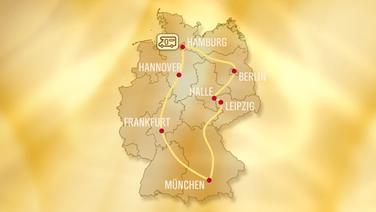 Deutschlandkarte mit Stationen der Radiopreis-Tour © Deutscher Radiopreis 