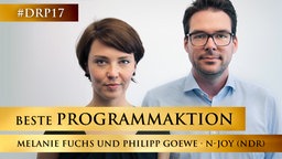 Melanie Fuchs und Philipp Goewe von N_JOY (NDR) © N-JOY/Pascal Strehler Foto: Pascal Strehler