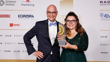 Gewinner in der Kategorie "Beste Morgensendung": Steffen Lukas und Claudia Switala von RADIO PSR © Deutscher Radiopreis / Morris Mac Matzen Foto: Morris Mac Matzen