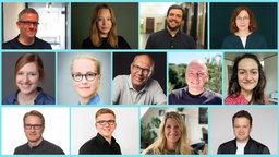 Das WDR/SWR-Team (v.l.o.): Christian Beisenherz, Laura Krzikalla, Constantin Pläcking, Cynthia Walther,  Christina Nover, Christina Gabriel, Kay Bandermann, Michael Franke, Sarah Fitzek, Ralf Becker, Till Krause, Sabine Büttner und Marius Reichert. Nicht im Bild: Benjamin Cors © WDR / SWR 