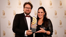 Gewinner in der Kategorie "Beste Morgensendung": Simone Panteleit und Christian Fuchs vom Berliner Rundfunk 91.4. © Deutscher Radiopreis / Morris Mac Matzen Foto: Morris Mac Matzen