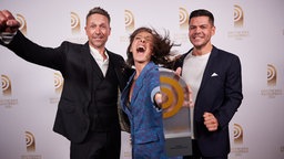 Gewinner in der Kategorie "Beste Morgensendung": Florian Ambrosius, Vanessa Civiello und Simón Albers von TOGGO Radio © Deutscher Radiopreis / Morris Mac Matzen Foto: Morris Mac Matzen