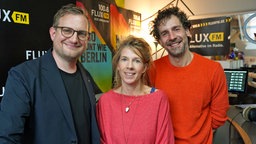 Tim Florian Horn, Katia Berg und Sascha Schlegel von 100,6 FluxFM © FluxFM 